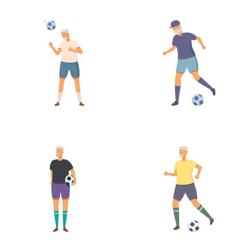 Set of senior men enjoying soccer vector