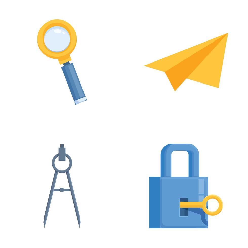 Office and security icon set vector