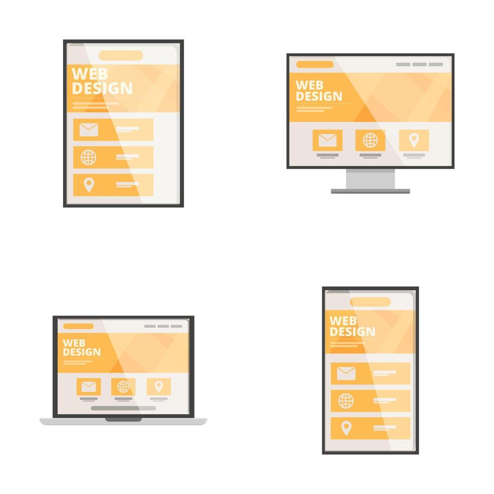 Responsive web design concept icons vector