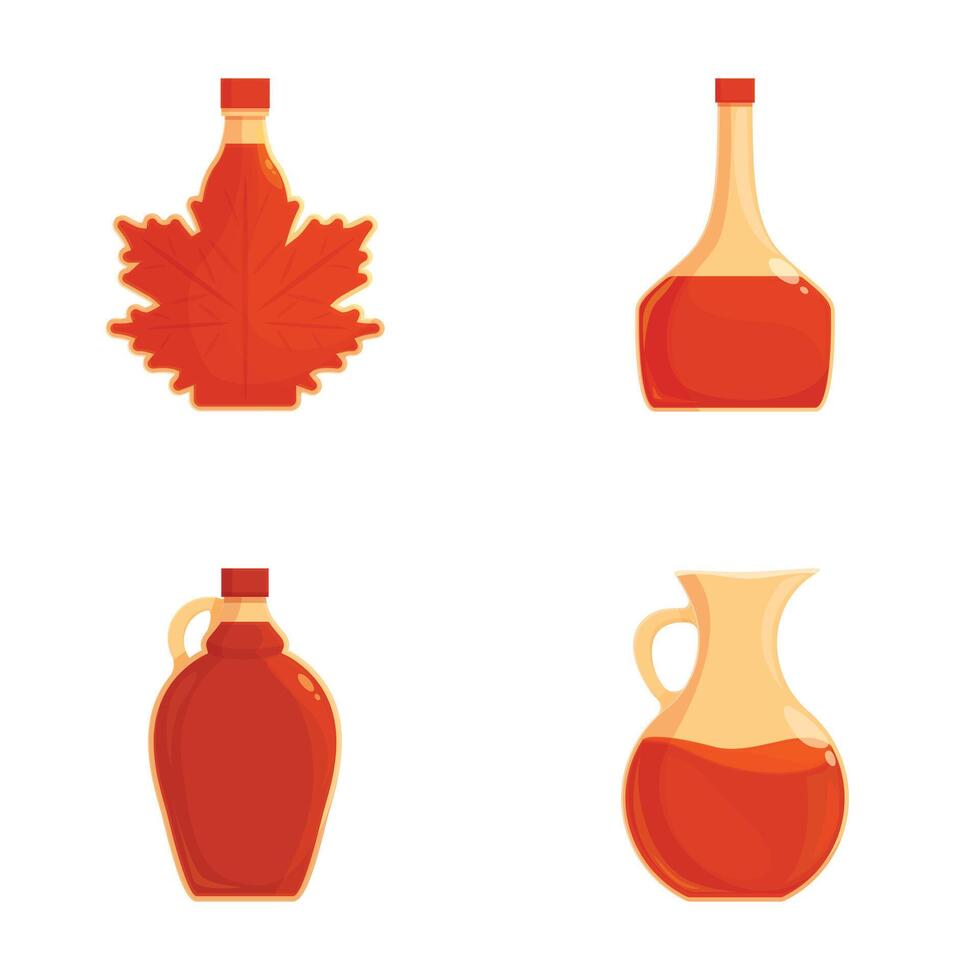 Set of maple syrup bottles vector illustration