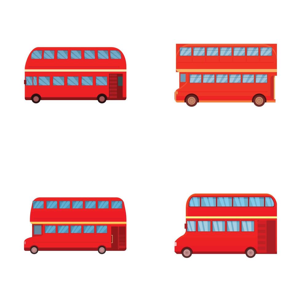 Collection of red doubledecker bus illustrations vector