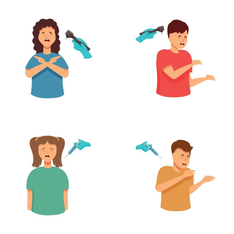 People with water gun illustrations set vector