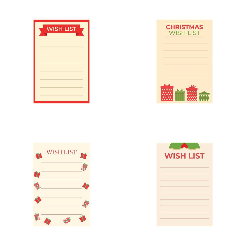 Festive holiday wish list templates set vector