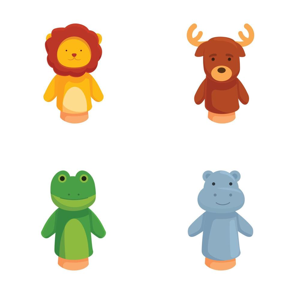 Cute cartoon animal finger puppets isolated on white vector