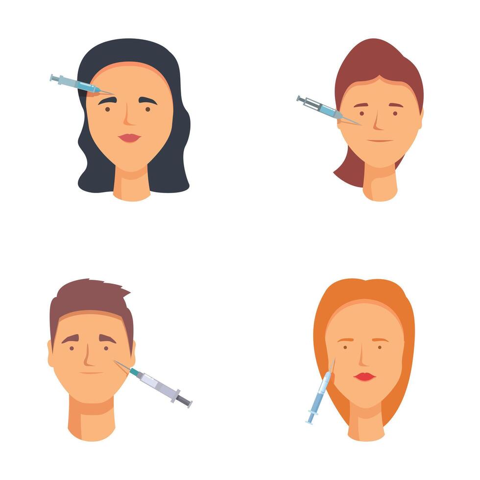 Set of cartoon characters receiving vaccinations vector