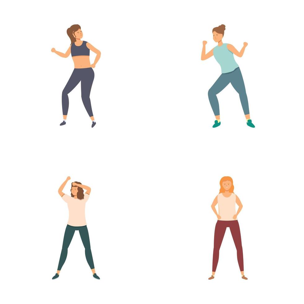 Set of diverse people dancing vector