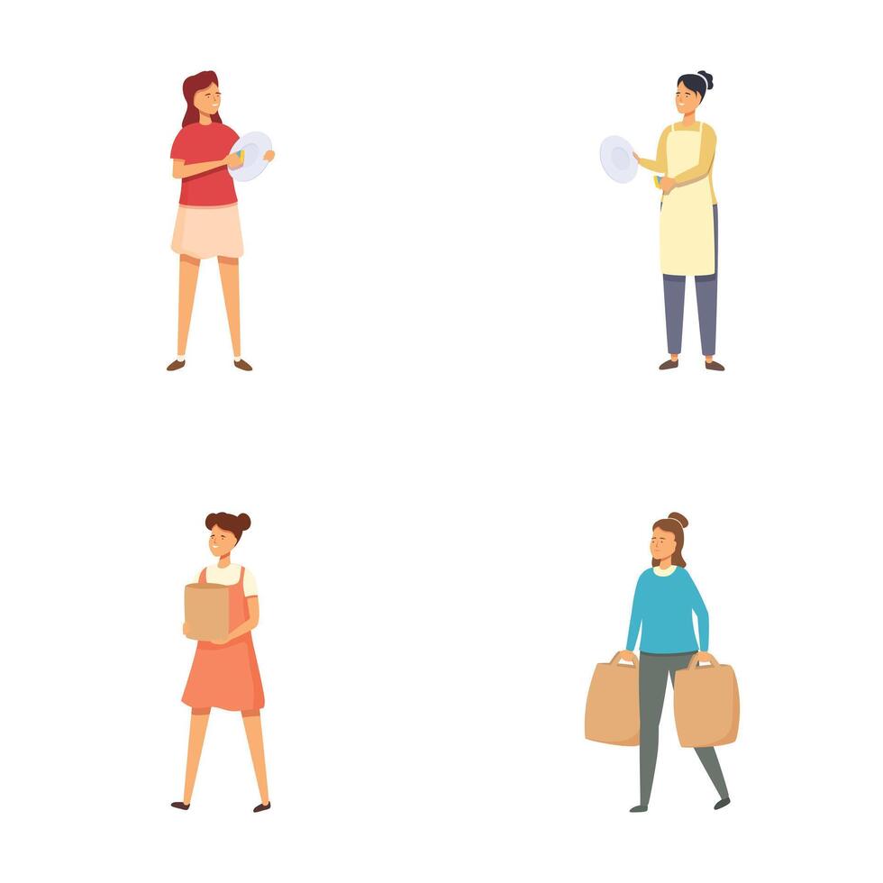 Set of diverse cartoon women in different occupations vector