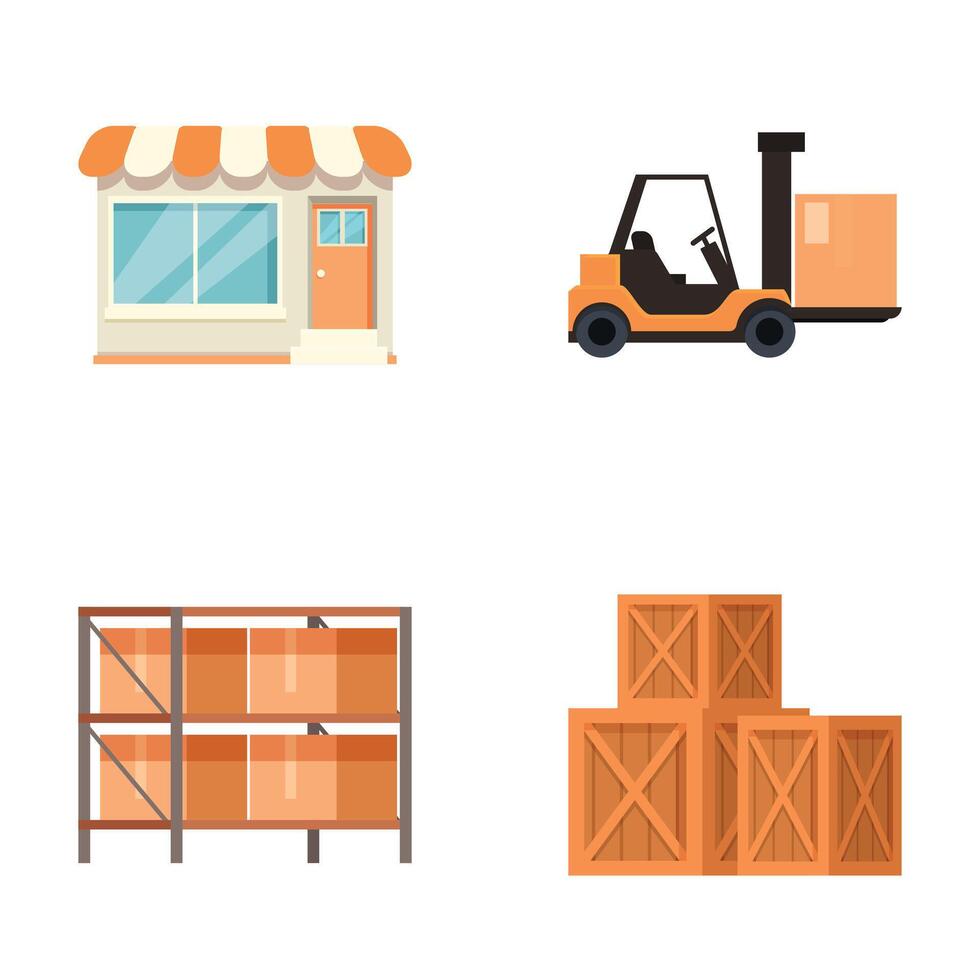 Logistics and retail icon set vector