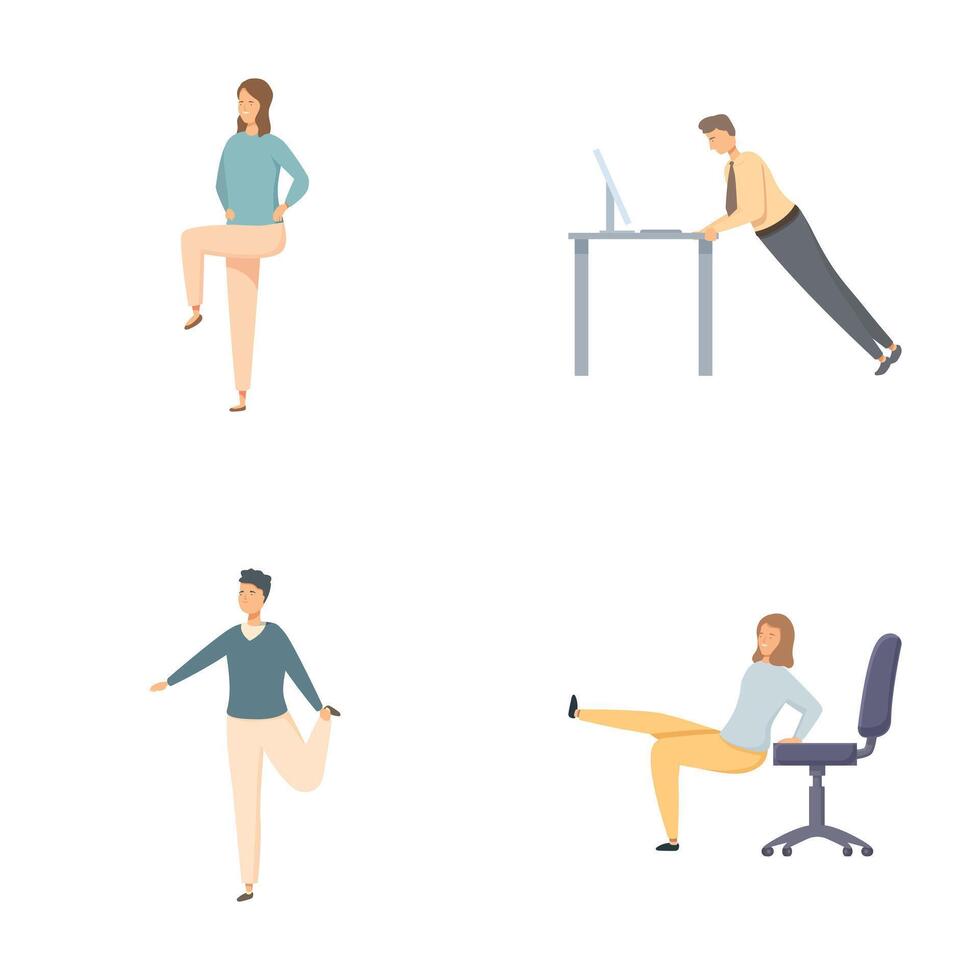 Set of diverse office workers engaged in work activities vector