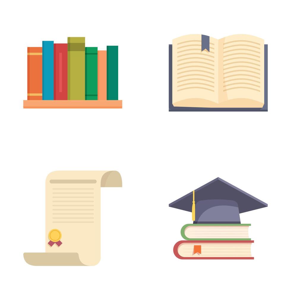 Education and knowledge icons set vector