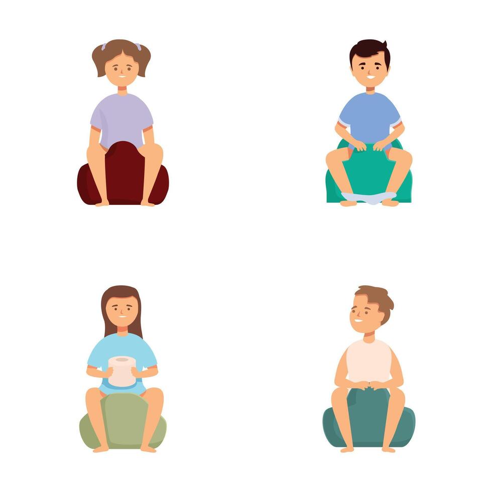 Set of cartoon people sitting on floor vector