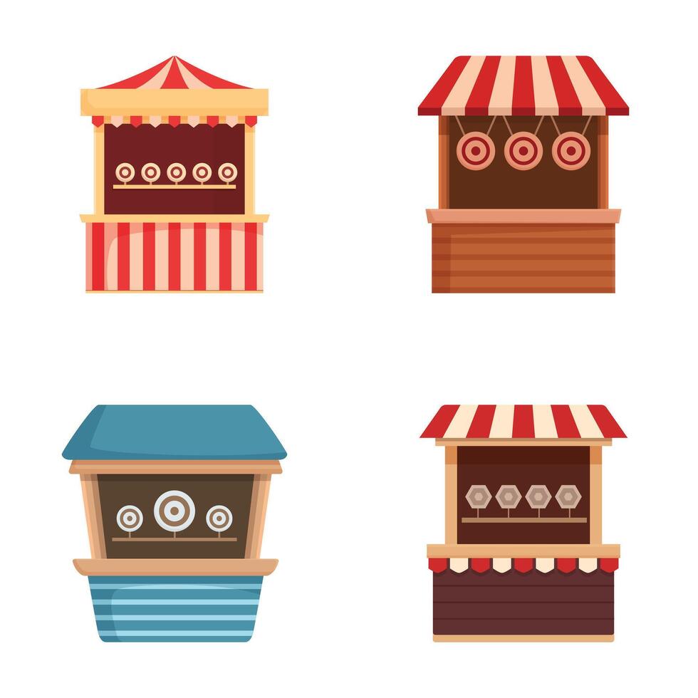 Set of cartoon market stalls vector