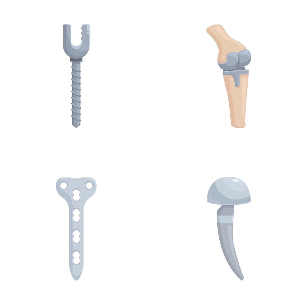 Orthopedic implants and prosthetics icons set vector