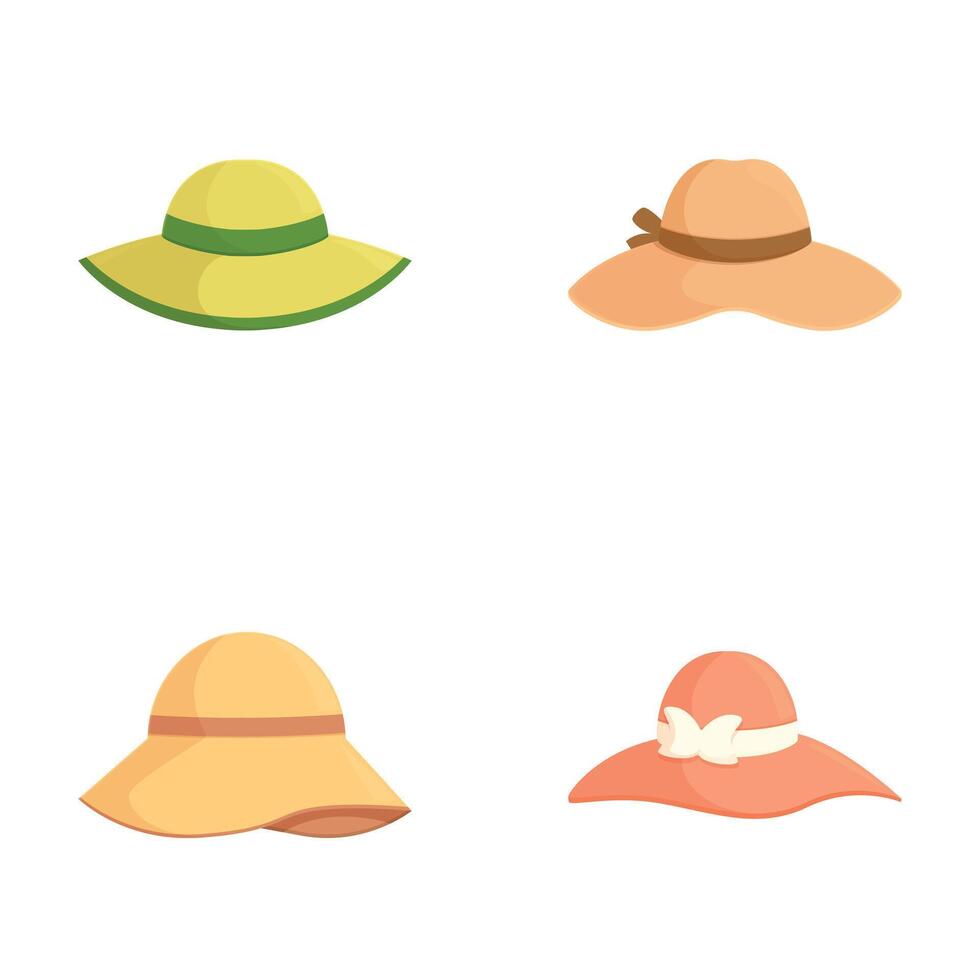 Set of stylish summer hats for fashion design vector