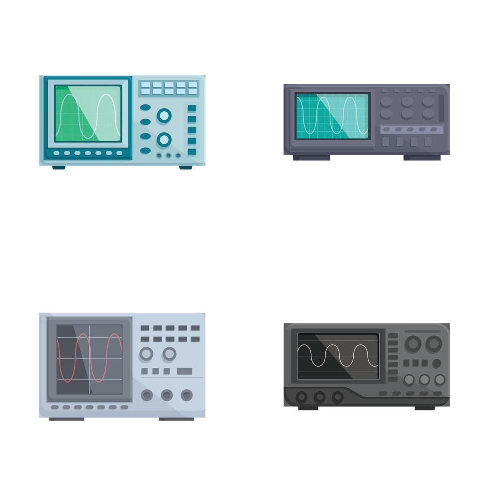 Four different styles of oscilloscope icons isolated on a white background vector
