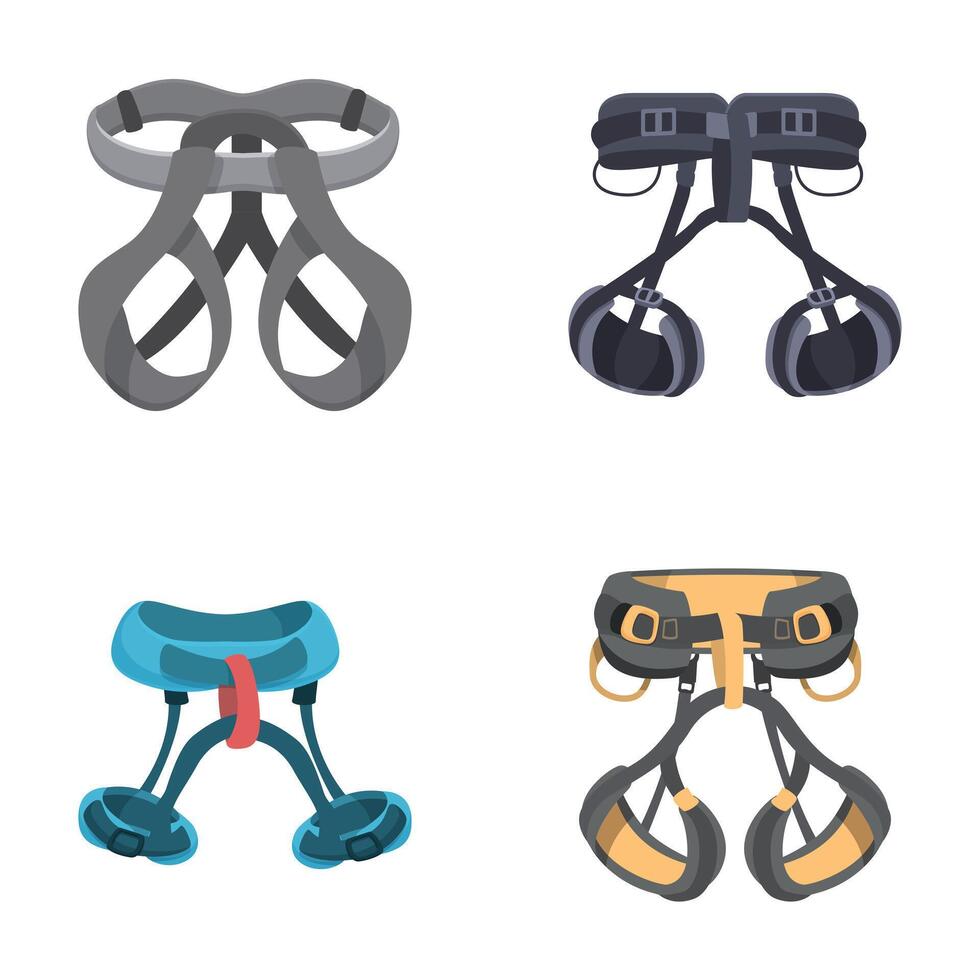 Set of climbing harness illustrations vector