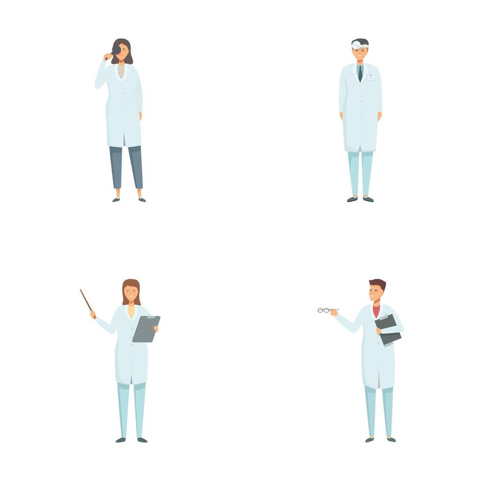 Collection of vector illustrations showing professionals in various roles and uniforms