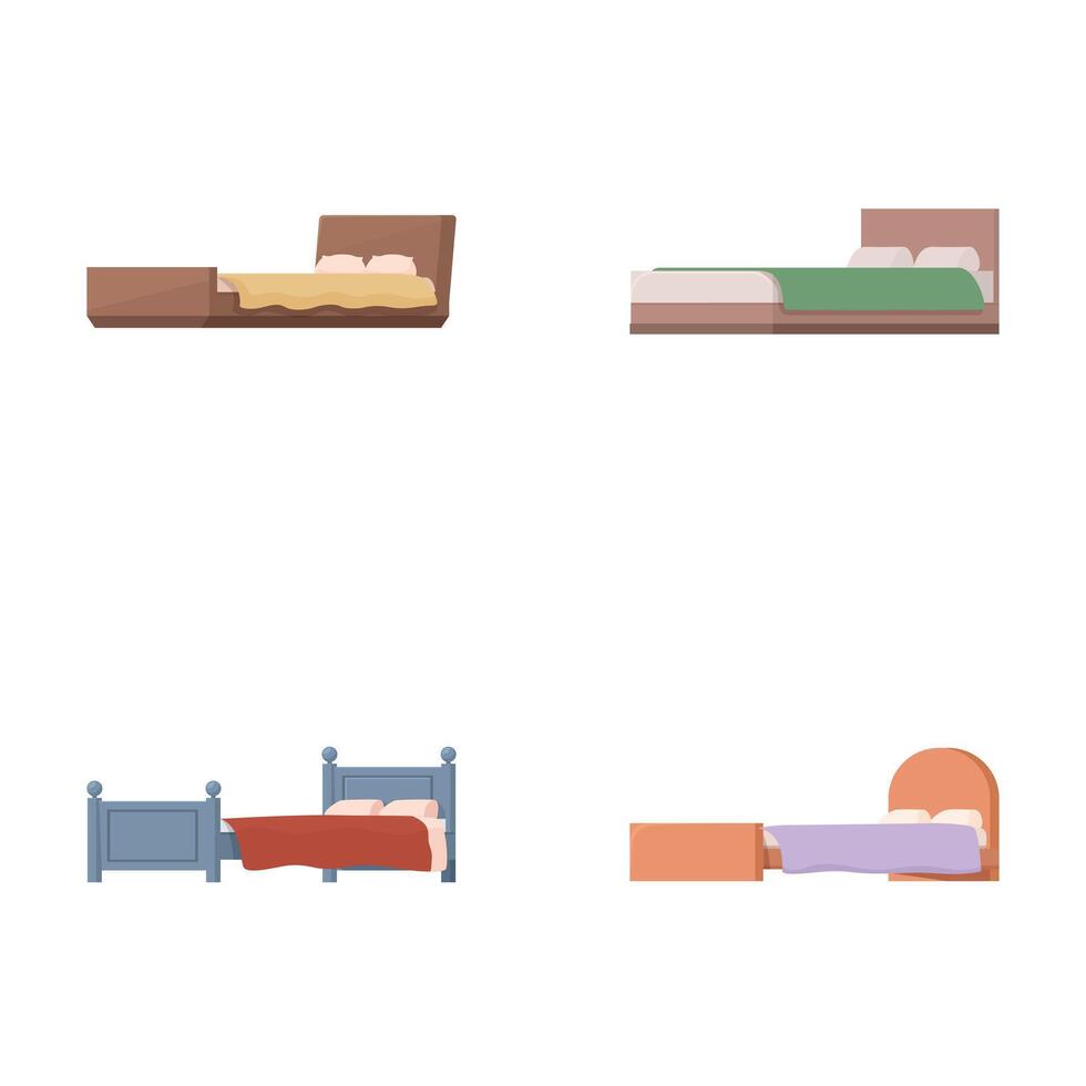 Vector set of cartoon beds with various designs