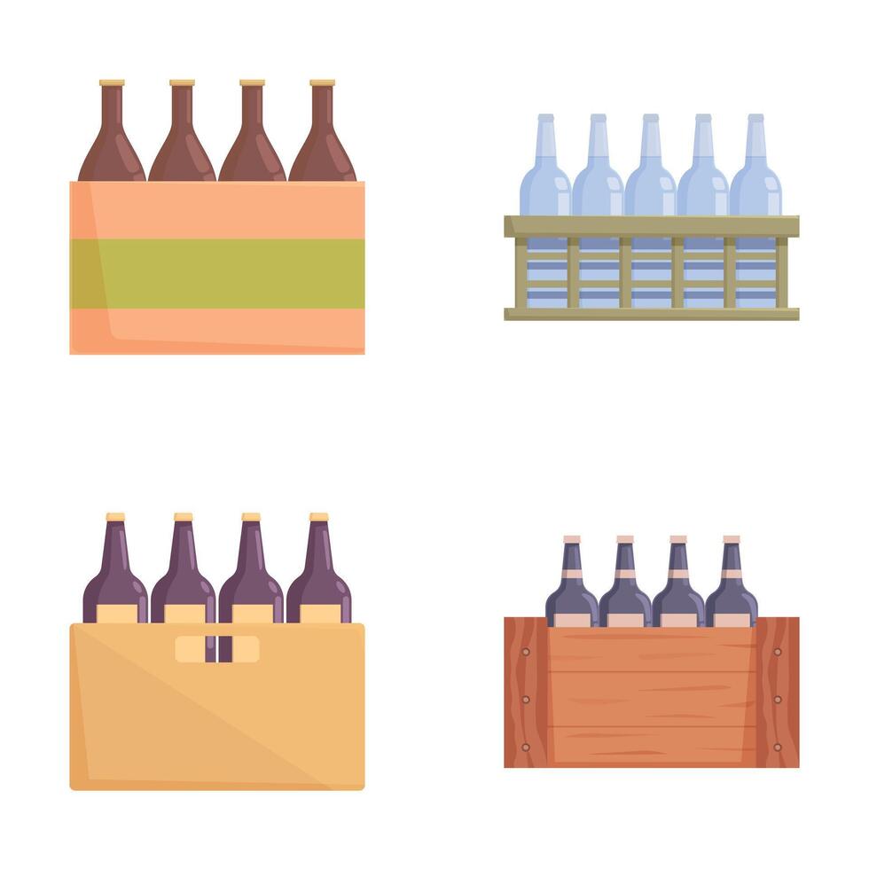 Vector set of beer bottle crates