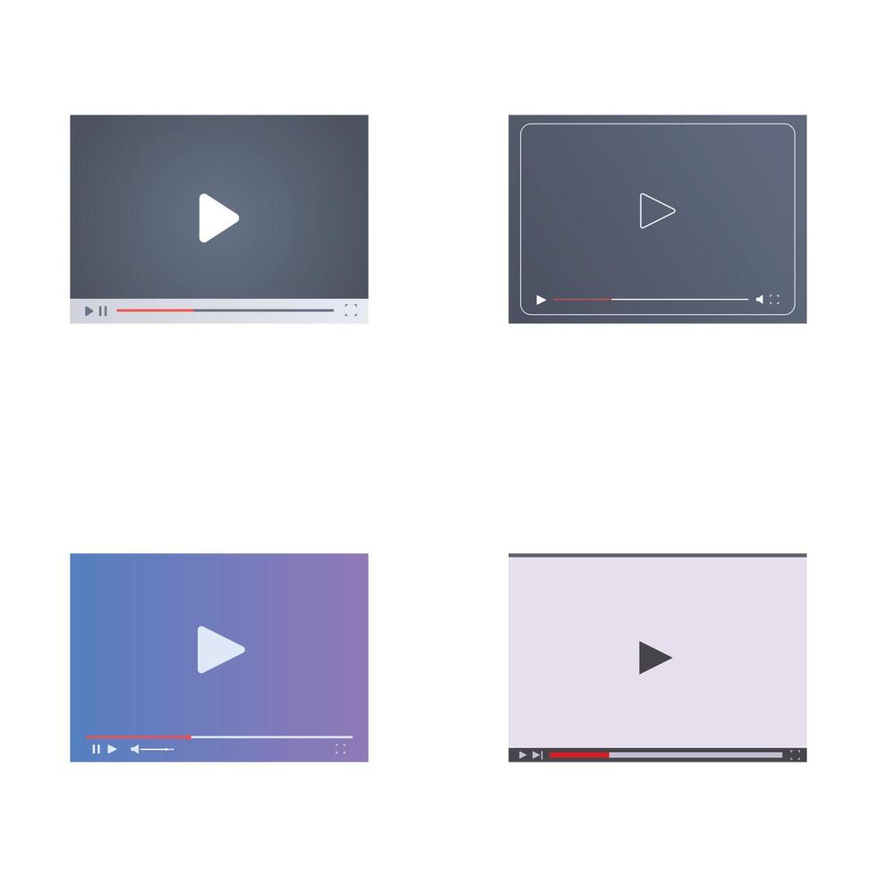 Set of modern play button video player interfaces vector