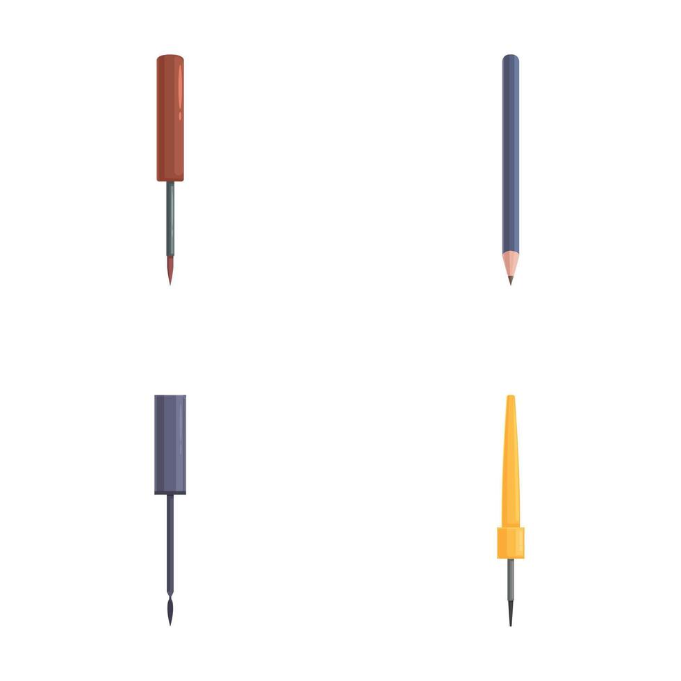 Set of cartoon style pencils isolated on white vector