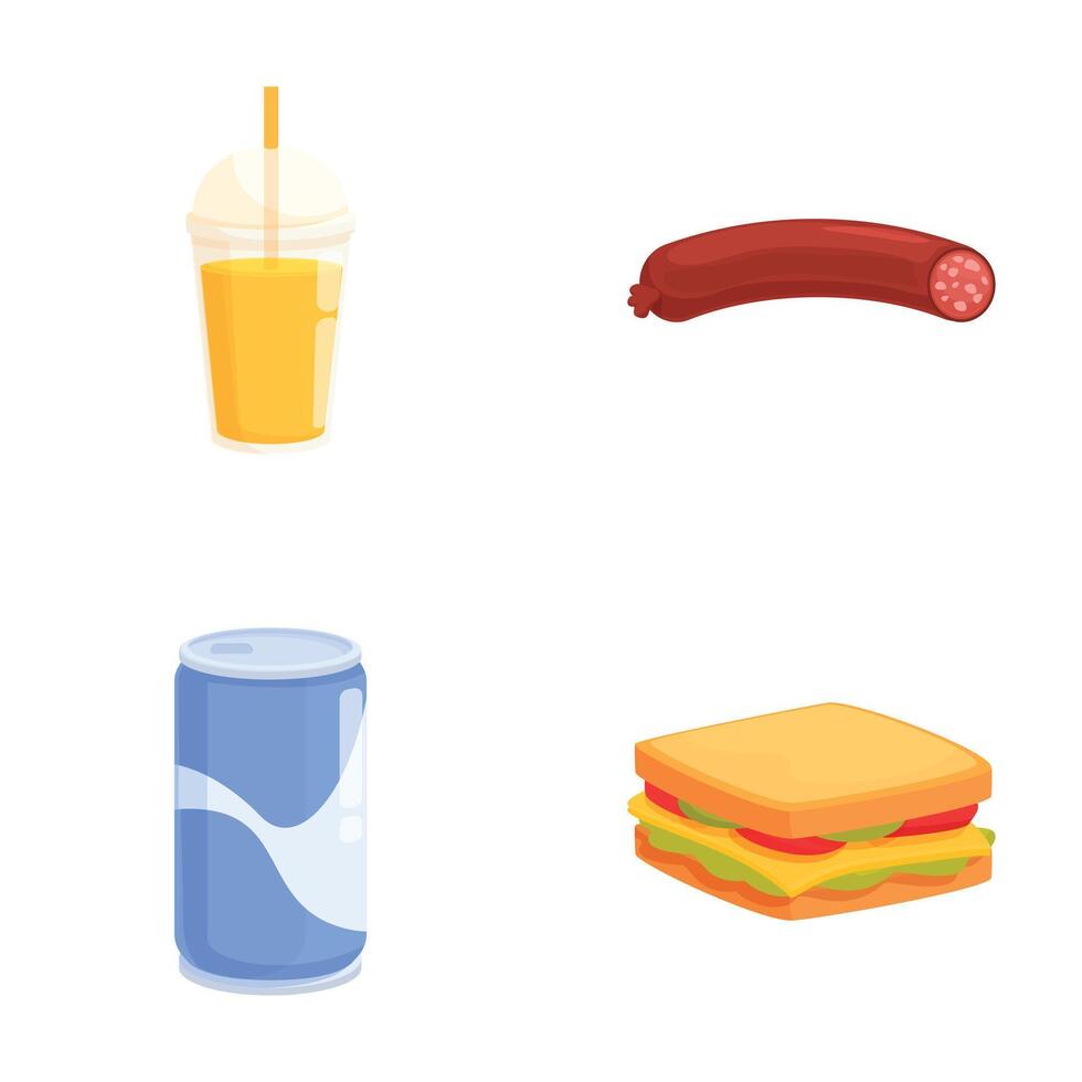 Assorted fast food icons set vector