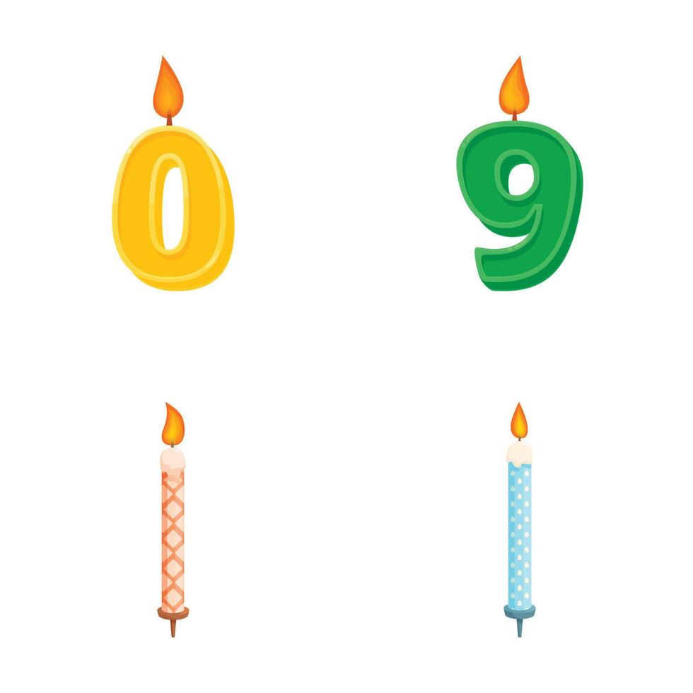 Colorful birthday candle numbers and designs vector