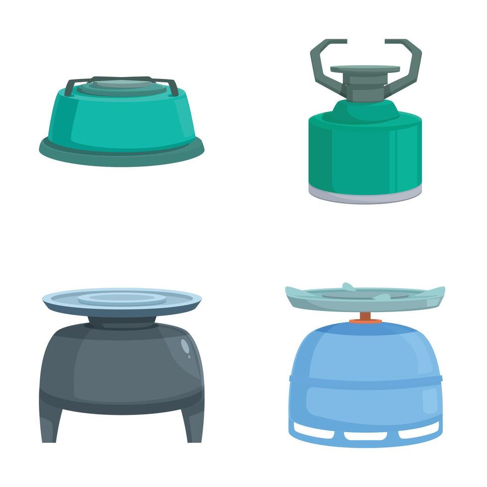 Set of camping stoves flat design icons vector