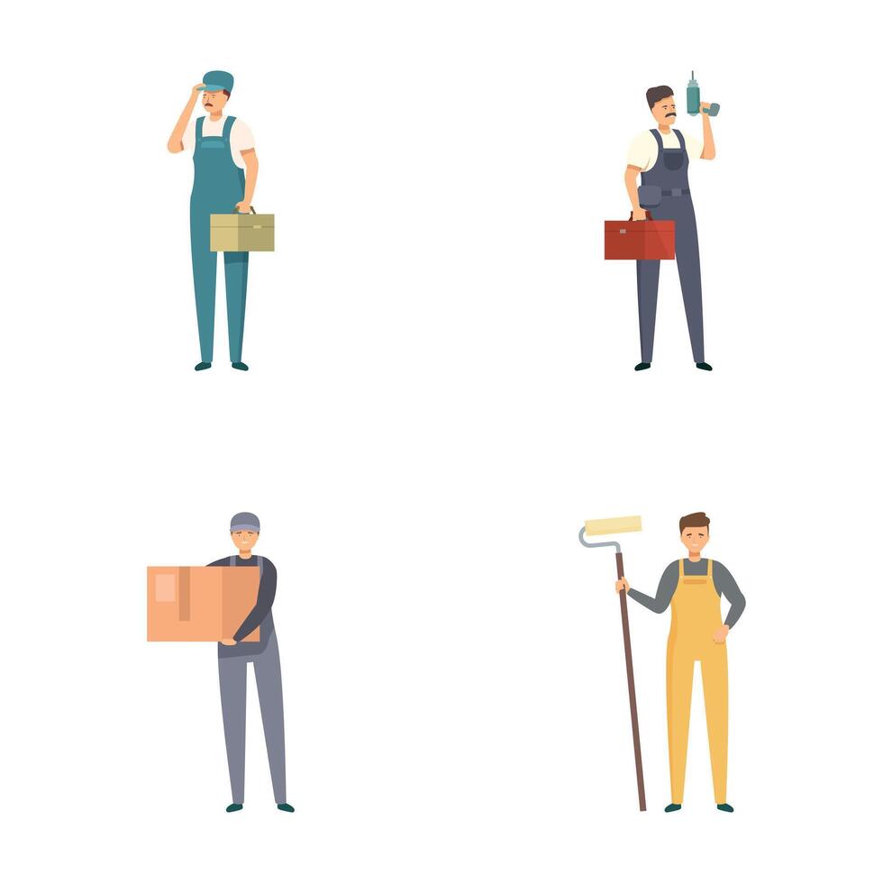 Set of cartoon workers in various occupations vector