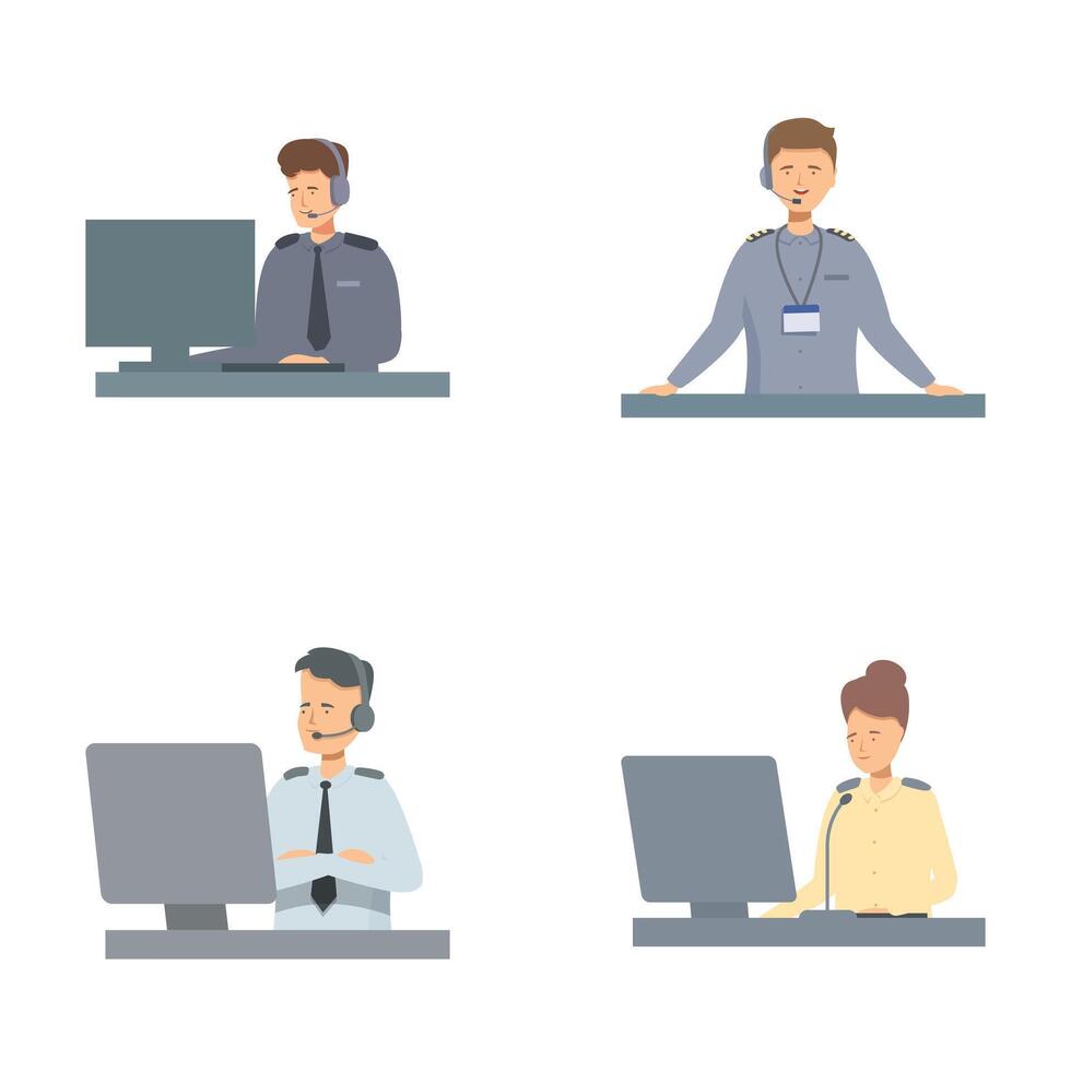 Professional customer support agents at work vector