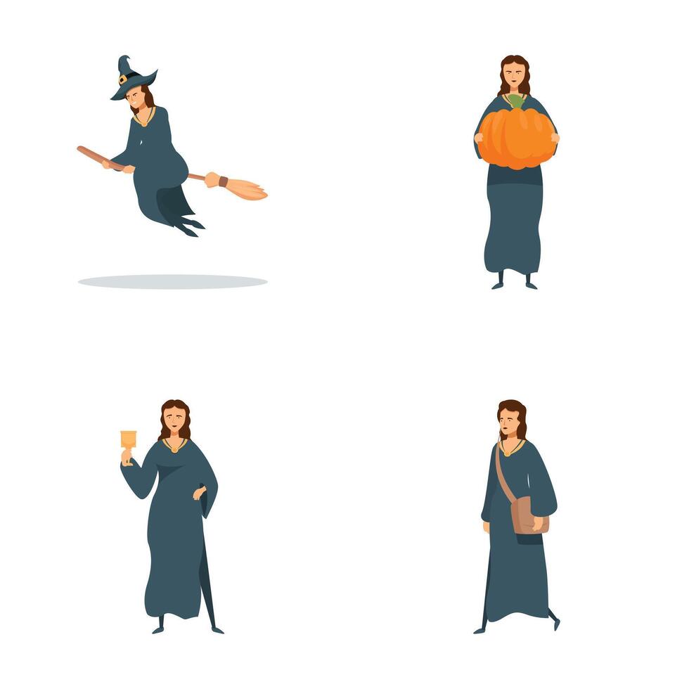Diverse set of people in halloween costumes vector