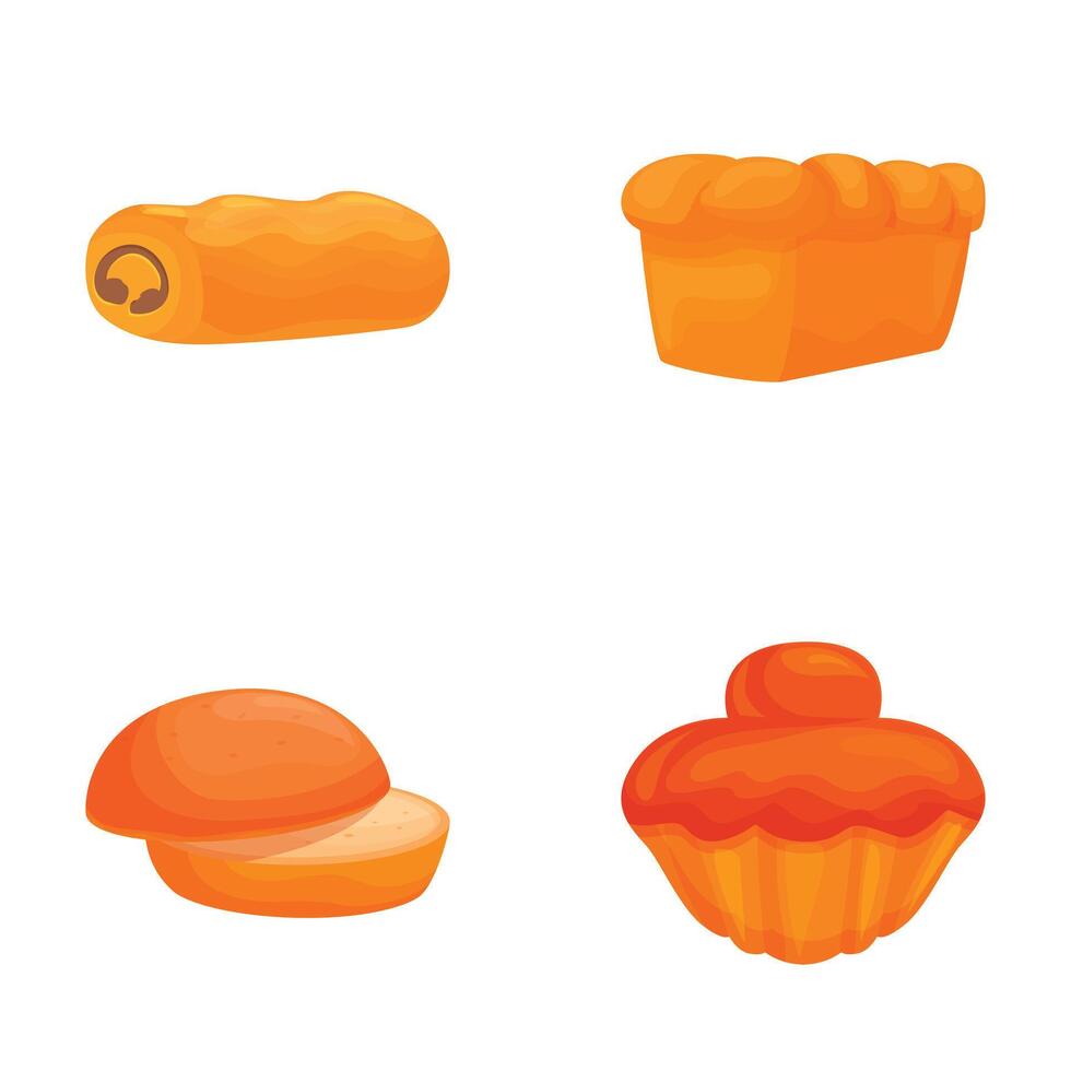 Assorted cartoon bakery treats set vector