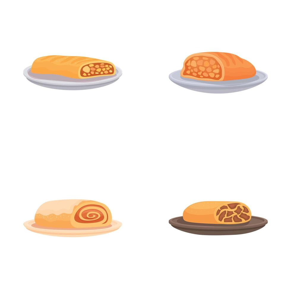 Assorted bakery breads on plates illustration vector