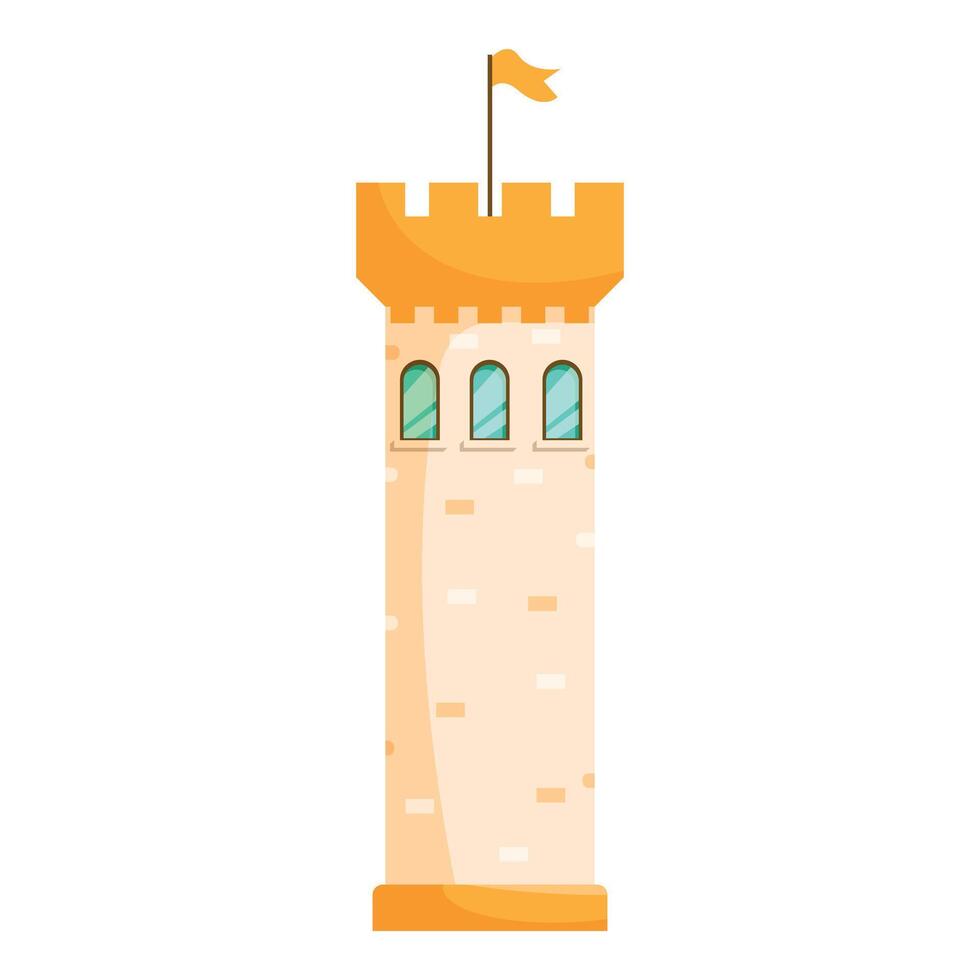 Medieval stone tower standing tall with flag flying high vector