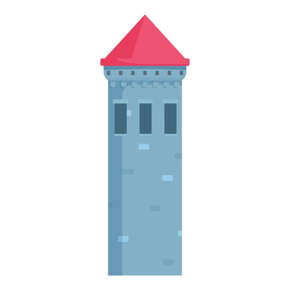 Medieval stone tower standing tall with red roof and small windows vector