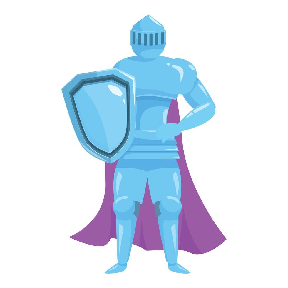 Cartoon character of a medieval knight wearing armor and holding a shield vector