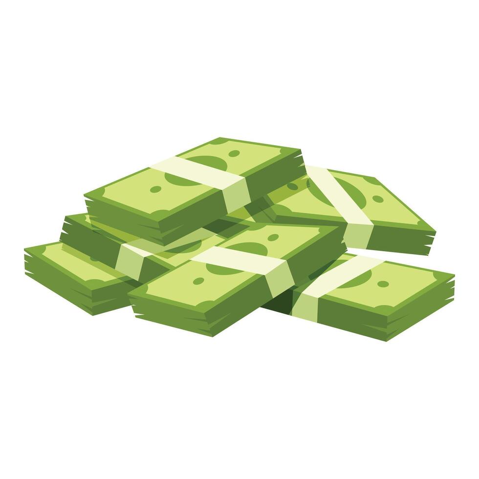 Stack of green bills forming a big pile of cash vector