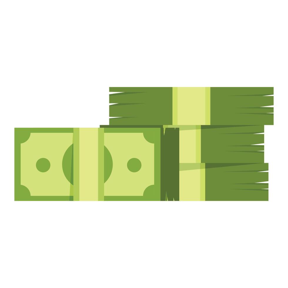 Stack of green cash money banknotes is growing up vector