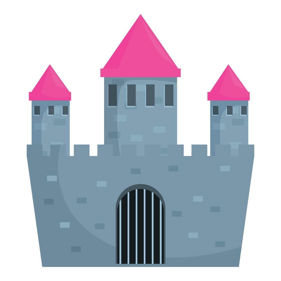 Medieval stone castle with pink rooftops standing tall vector