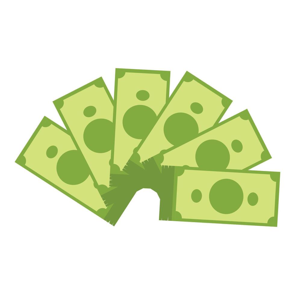 Money bills growing up forming a green half circle shape vector