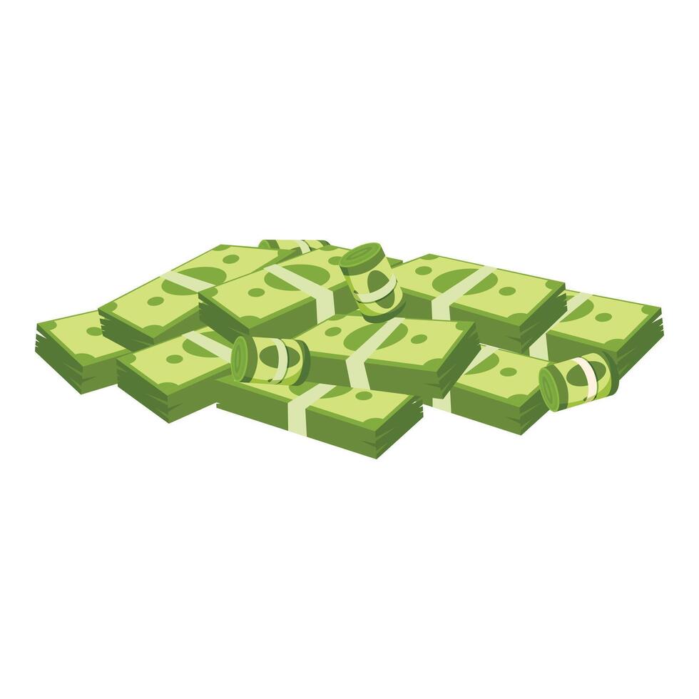 Big pile of cash making huge stack of money vector