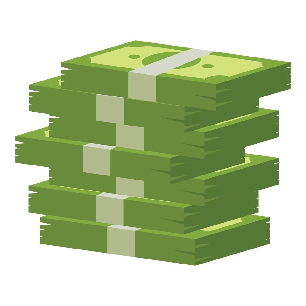 Large stack of money representing savings, wealth, and success vector