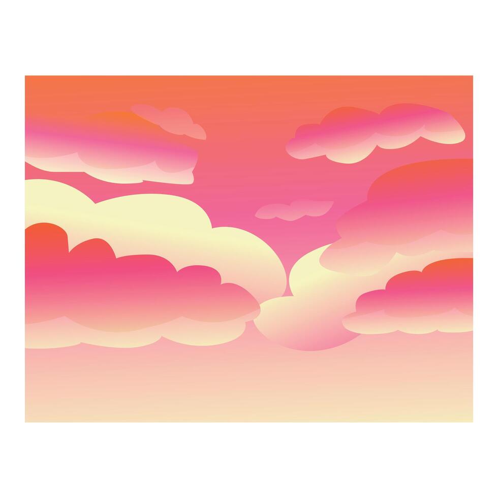 Romantic pink and yellow cloudscape filling the sky vector