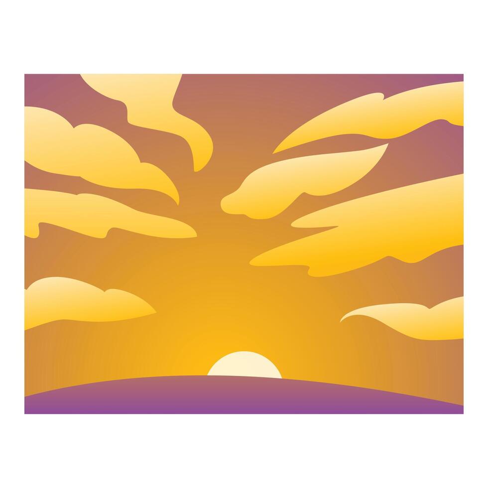 Sun is shining through the golden clouds over the horizon vector