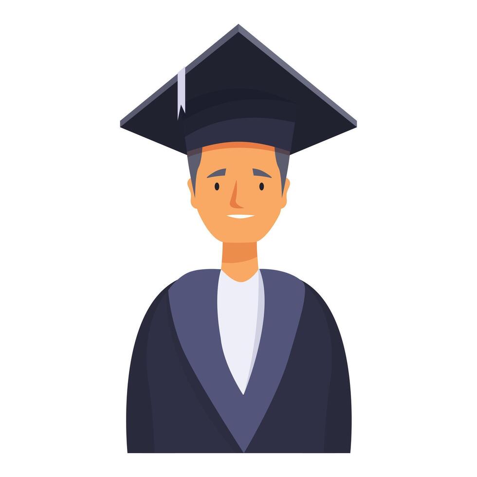 Happy graduate student smiling wearing cap and gown vector