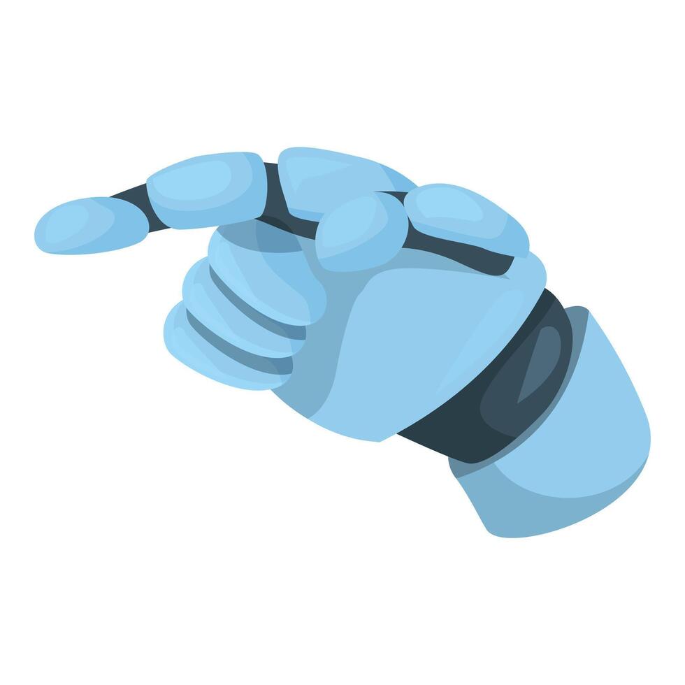 Blue robot hand pointing with index finger vector