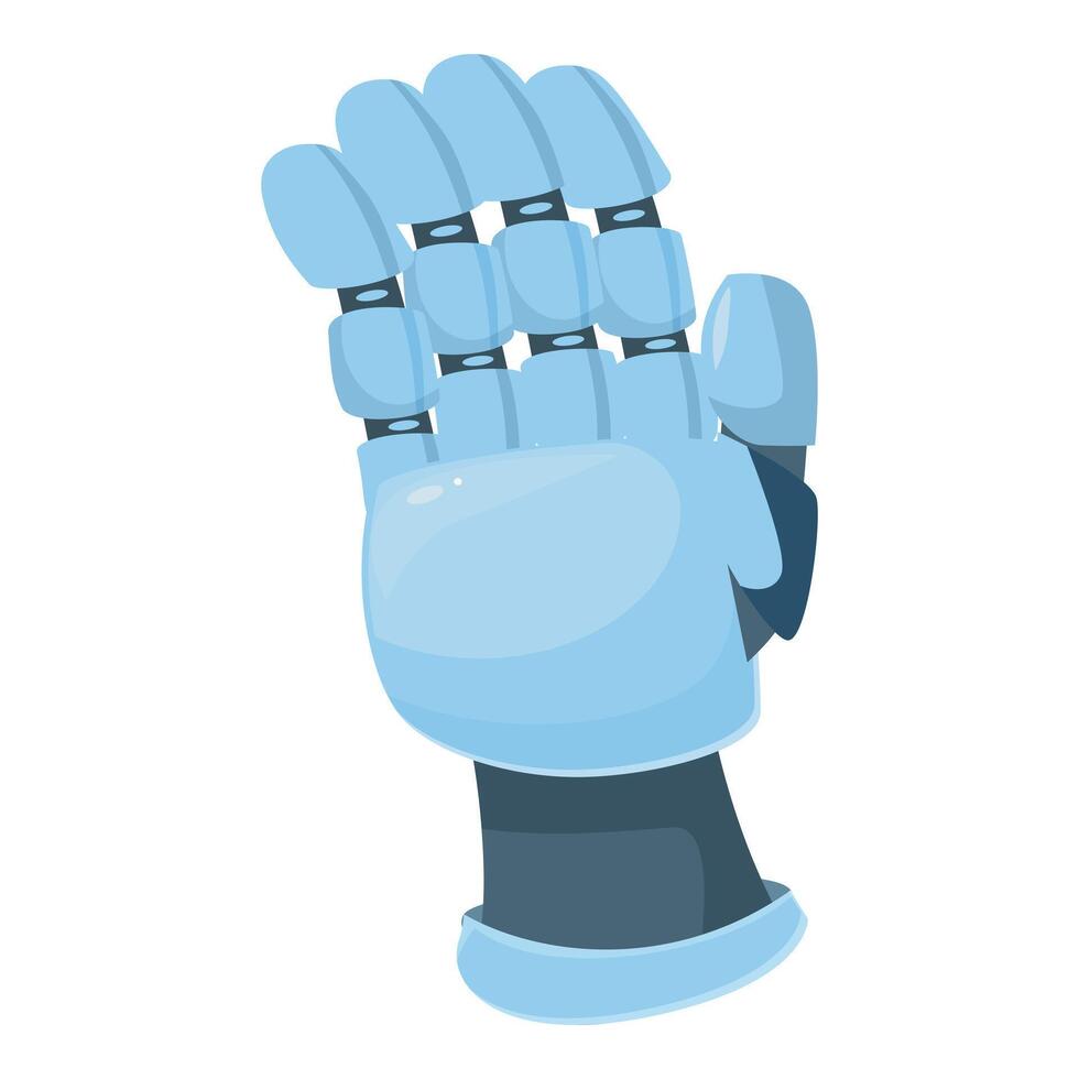 Blue robot hand showing four fingers vector