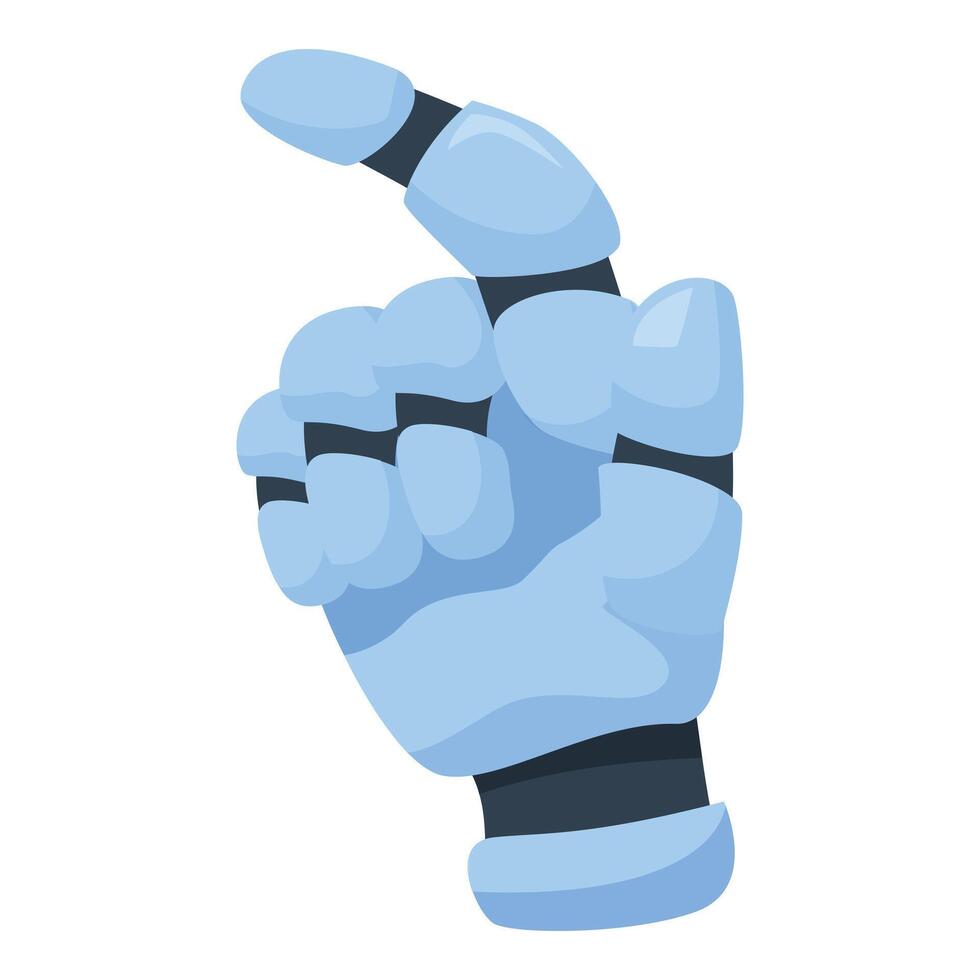 Blue robotic hand pointing with index finger vector