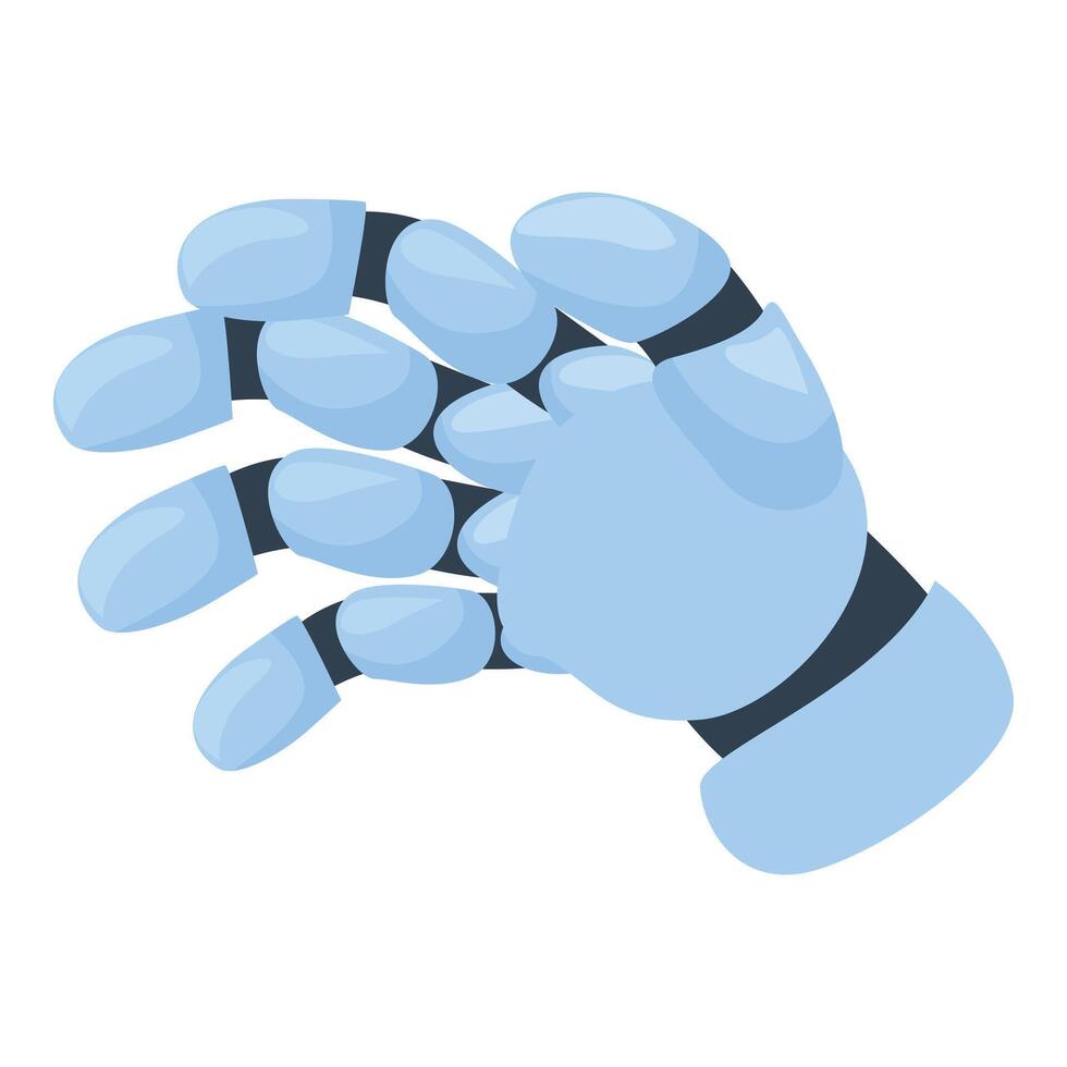 Blue robot hand opening and closing its fingers vector