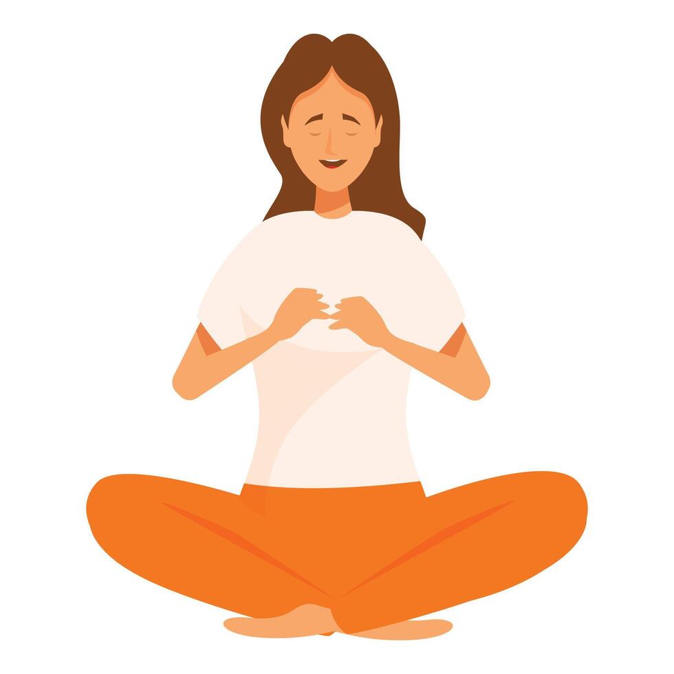 Young woman meditating in lotus pose, finding inner peace and relaxation vector
